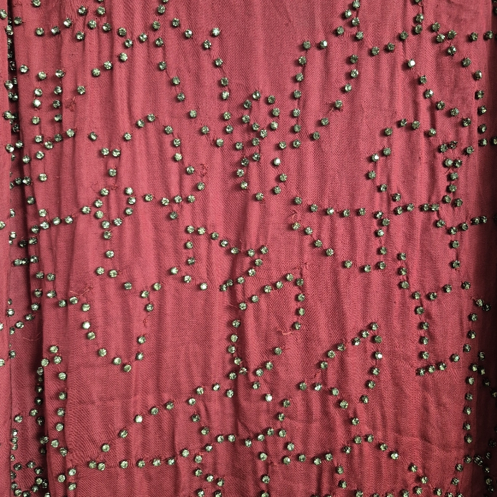 FREE PEOPLE Midnight Party Flapper Fringe Tunic Top Dress S Burgundy Boho Indie - Picture 9 of 16